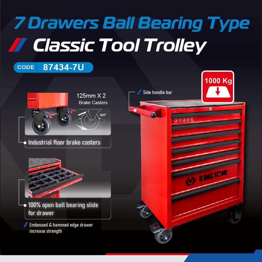 7 Drawers Ball Bearing Type Tool Trolley